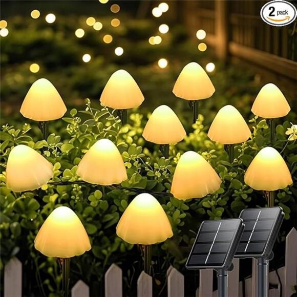 32LED 55FT Mushroom Solar Garden Lights Outdoor, Solar...